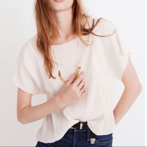 Madewell ivory micro pleat oversized 90’s blouse